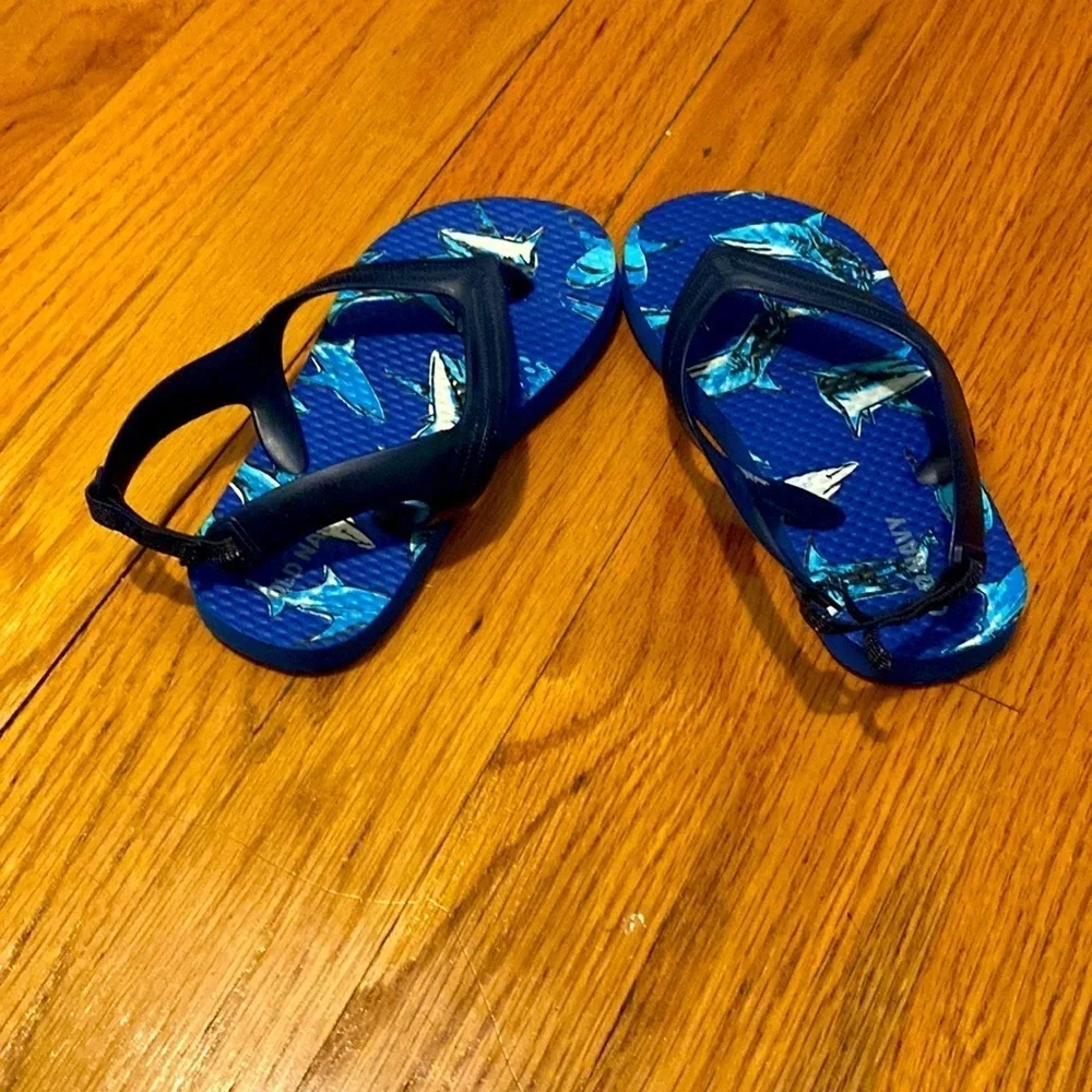 Blue shark sandals toddler size 8